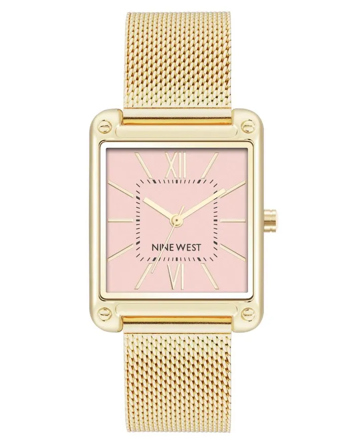 Rectangular Case Mesh Bracelet Watch Pinkgold WomenMen Nine West Watches