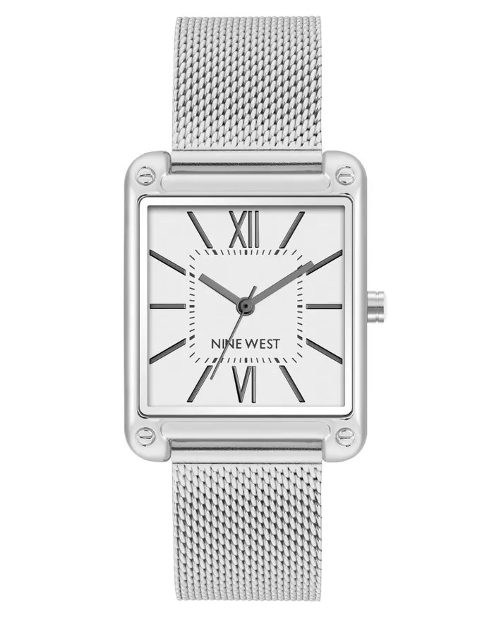 Rectangular Case Mesh Bracelet Watch Silvergunmetal WomenMen Nine West Watches