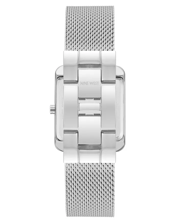 Rectangular Case Mesh Bracelet Watch Silvergunmetal WomenMen Nine West Watches