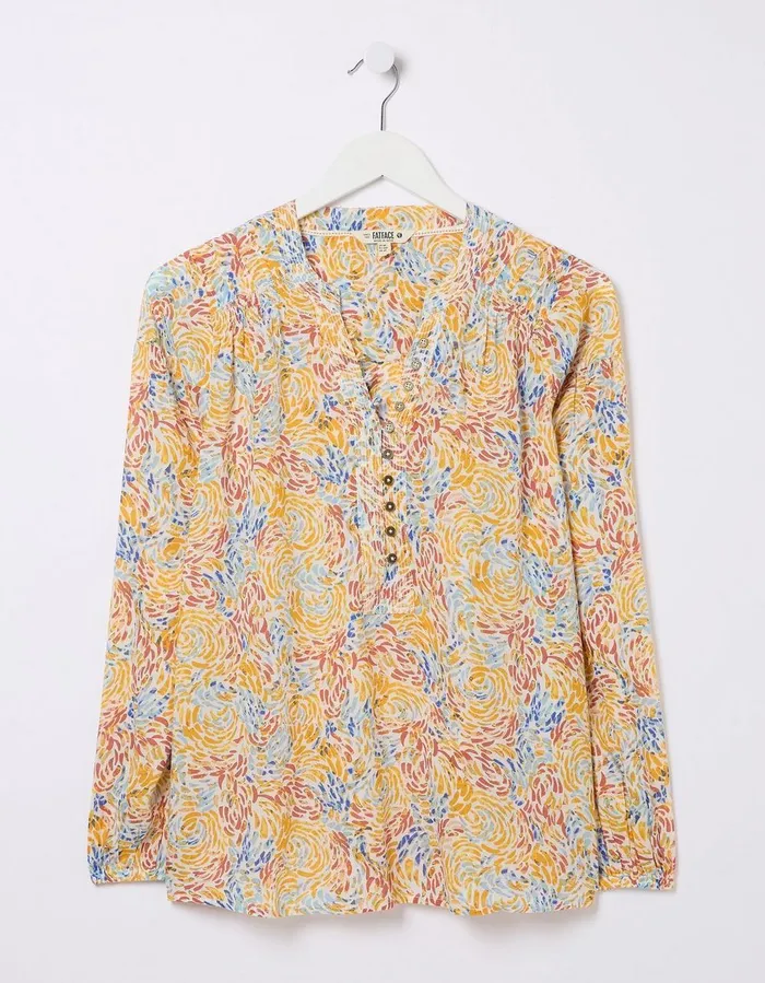 Reese Watercolour Strokes Blouse Ivory Women FatFace Shirts and Blouses