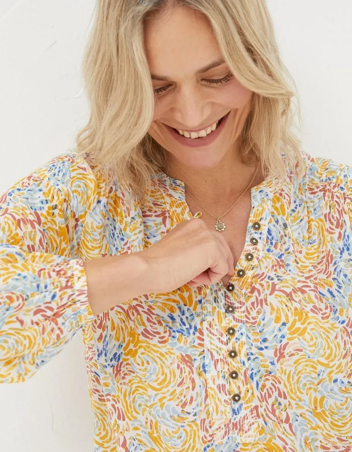 Reese Watercolour Strokes Blouse Ivory Women FatFace Shirts and Blouses