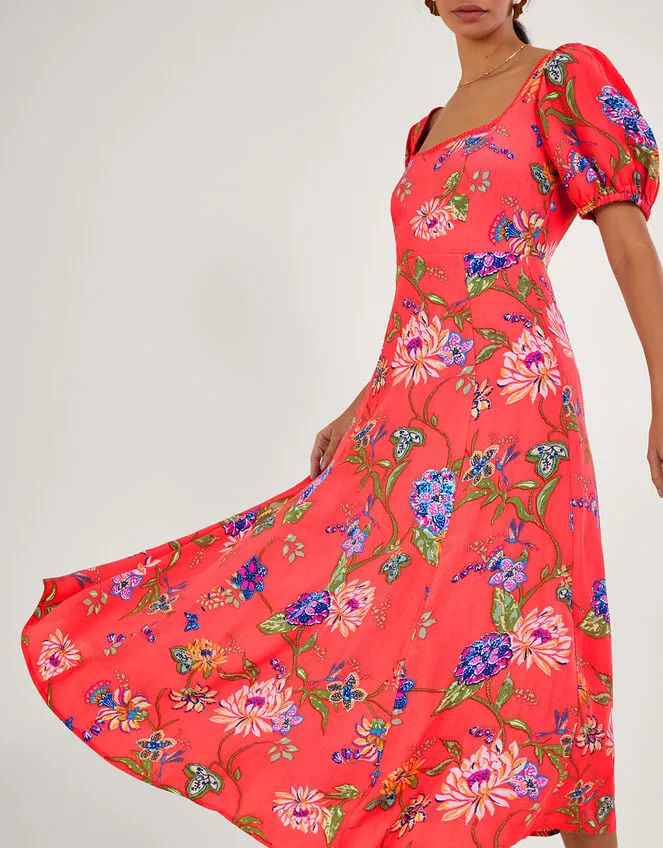 Regina Floral Print Tea Dress With Sustainable Viscose Orange Women Monsoon Dresses