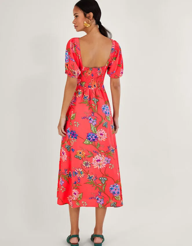 Regina Floral Print Tea Dress With Sustainable Viscose Orange Women Monsoon Dresses