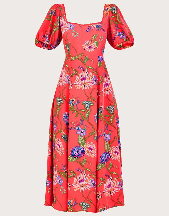 Regina Floral Print Tea Dress With Sustainable Viscose Orange Women Monsoon Dresses