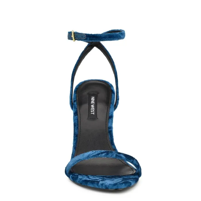 Reina Ankle Strap Sandals Medium Blue Velvet Women Nine West Sandals