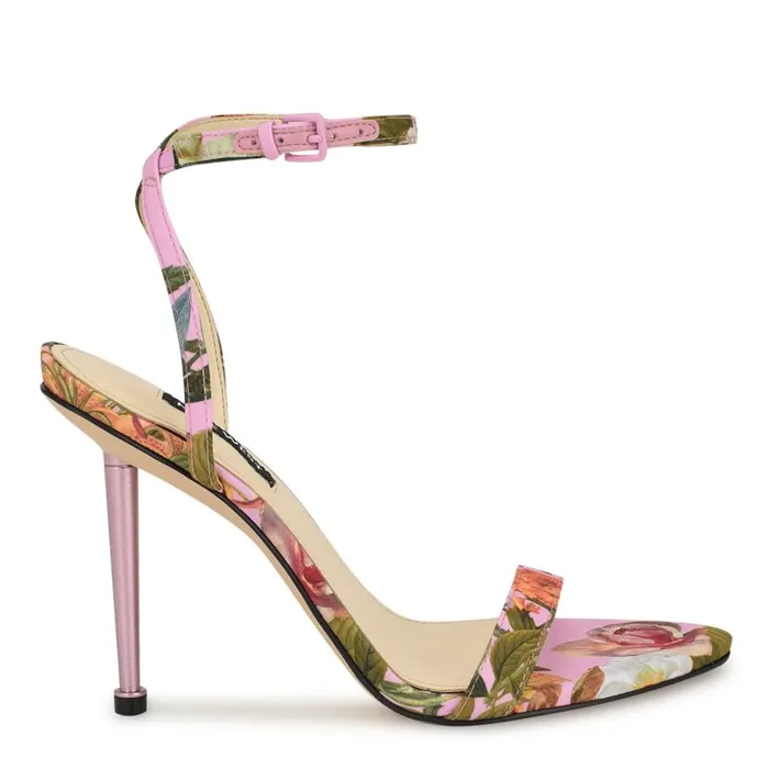 Reina Ankle Strap Sandals Pink Floral Women Nine West Sandals