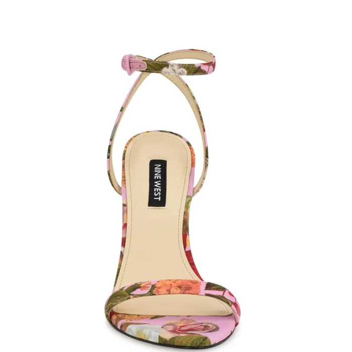 Reina Ankle Strap Sandals Pink Floral Women Nine West Sandals