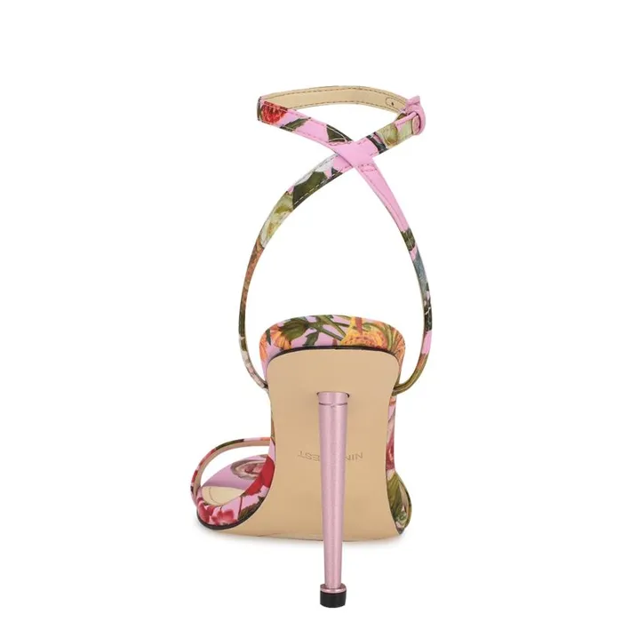 Reina Ankle Strap Sandals Pink Floral Women Nine West Sandals