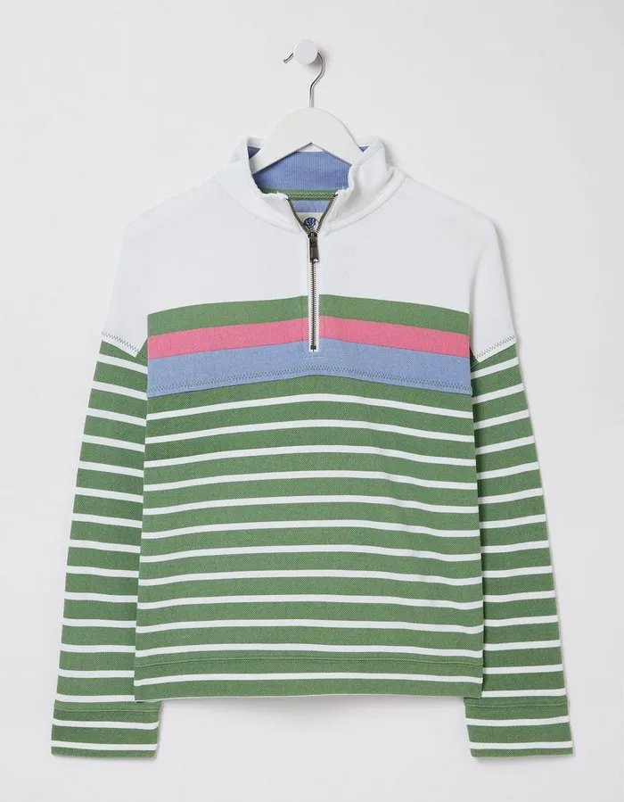 Relaxed Airlie Stripe Sweatshirt Green Women FatFace Sweatshirts and Hoodies