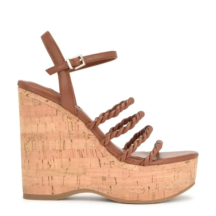 Renest Ankle Strap Wedge Sandals Brown Women Nine West Sandals