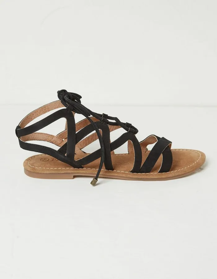 Renna Ghillie Lace Up Sandal Black Women FatFace Sandals