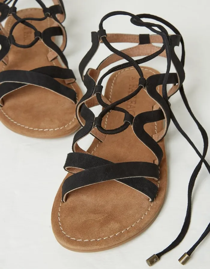 Renna Ghillie Lace Up Sandal Black Women FatFace Sandals