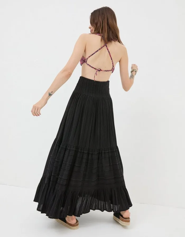 Rhea Beach Maxi Skirt Black Women FatFace Beachwear and Swimwear