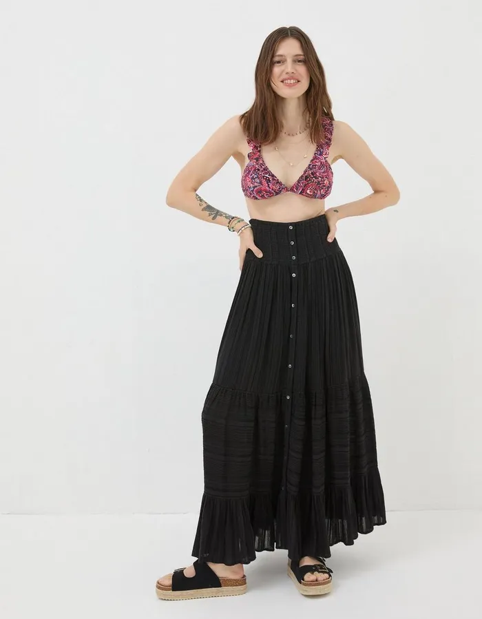 Rhea Beach Maxi Skirt Black Women FatFace Beachwear and Swimwear