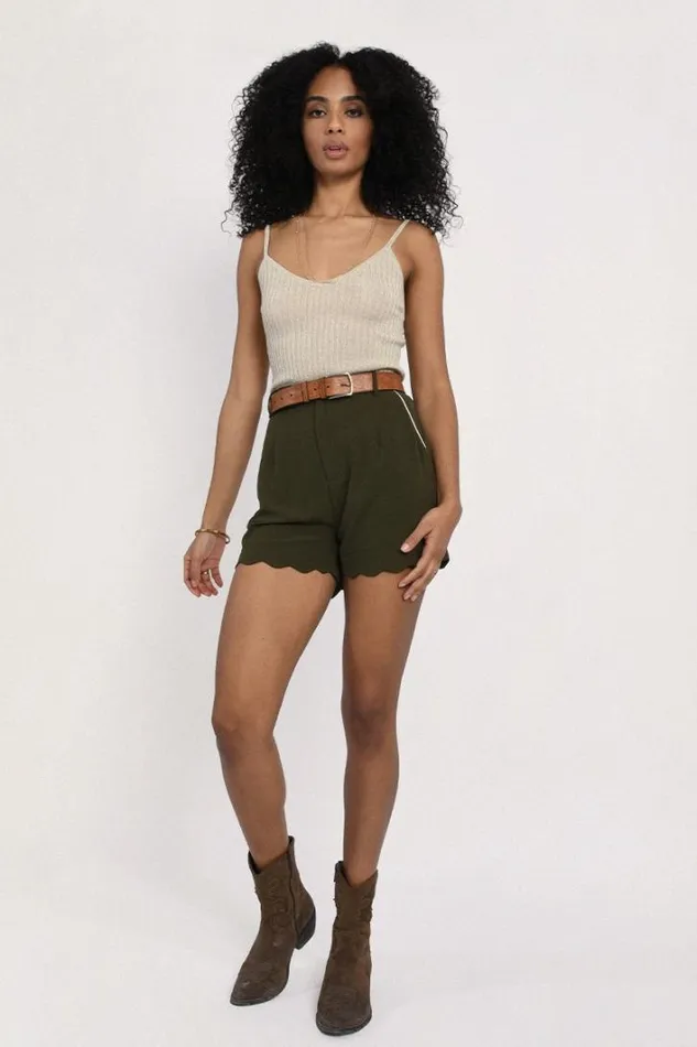 Ribbed Mesh Tank Top Beige Women Molly Bracken Tops