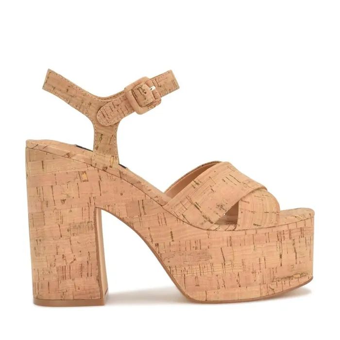Rilay Platform Sandals Natural Cork Women Nine West Sandals