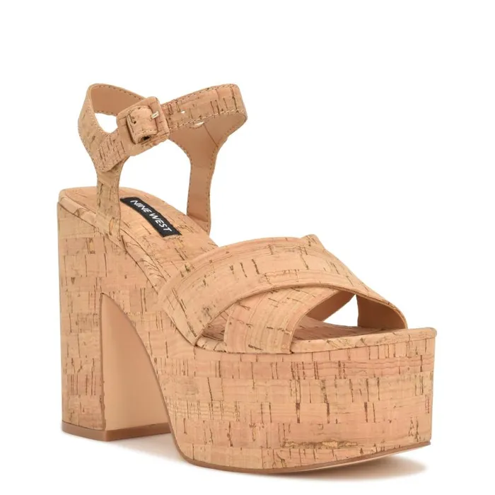 Rilay Platform Sandals Natural Cork Women Nine West Sandals