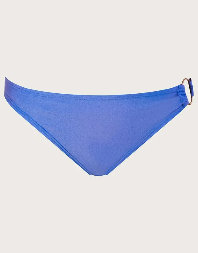 Ring Detail Plain Bikini Bottoms With Recycled Polyester Blue Women Monsoon Beachwear and Swimwear