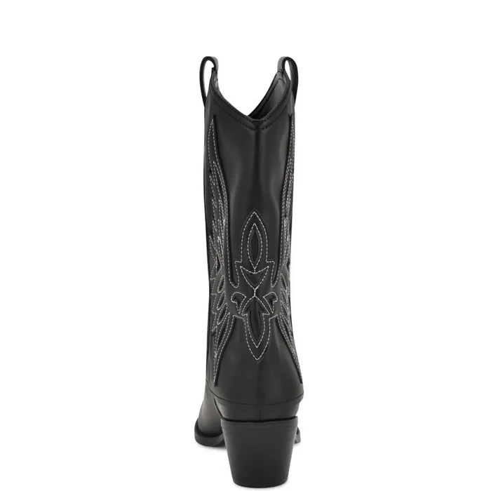 Ringer Detailed Western Boots Black Women Nine West Boots and Booties