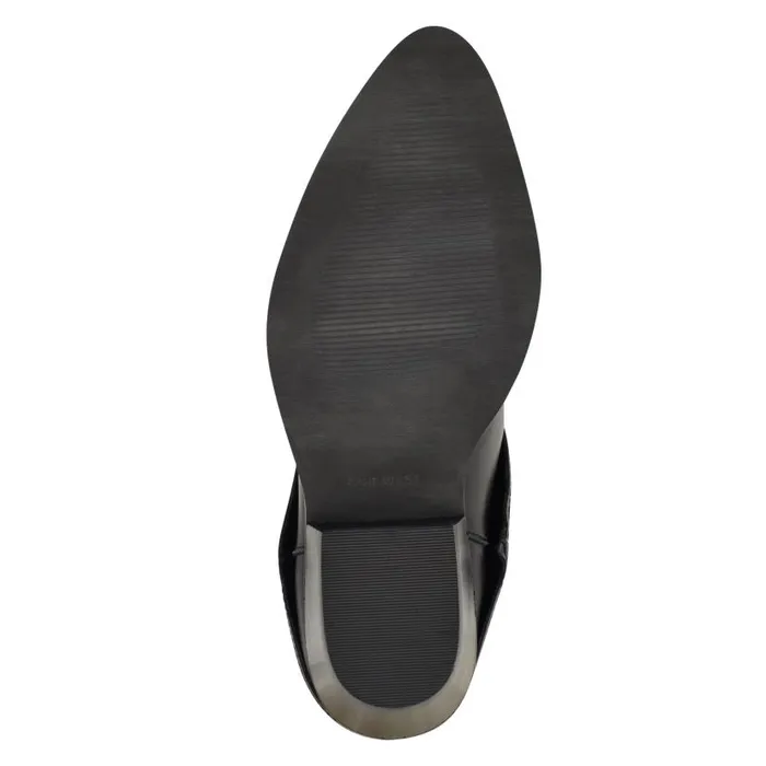 Ringer Detailed Western Boots Black Women Nine West Boots and Booties