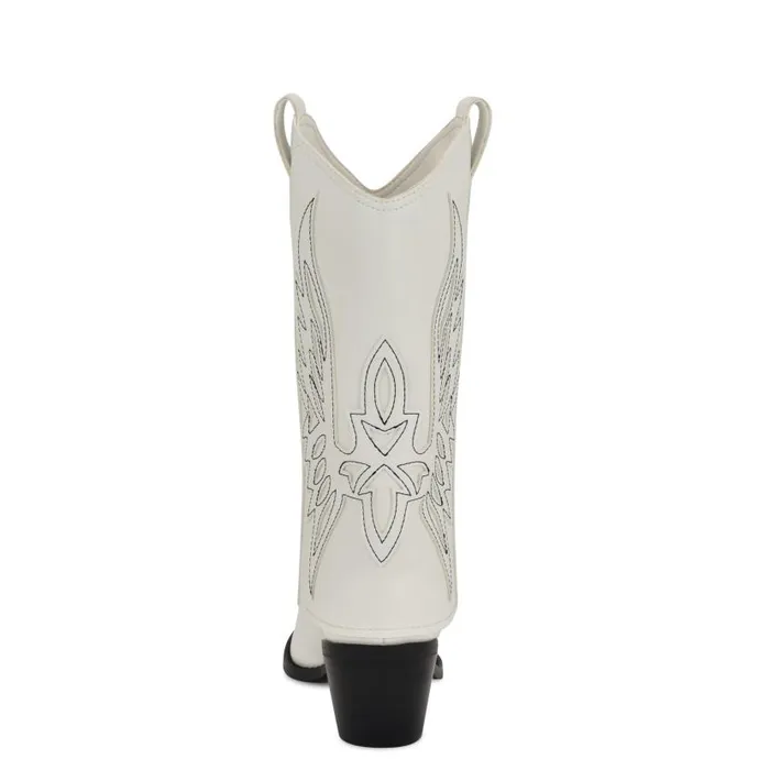 Ringer Detailed Western Boots White Women Nine West Boots and Booties