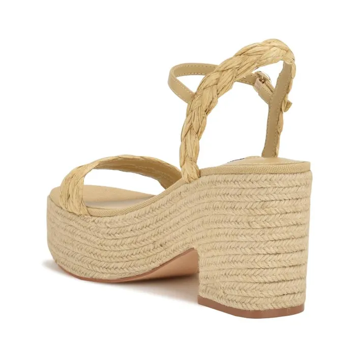 Rivva Heeled Espadrille Sandals Natural Raffia Women Nine West Sandals