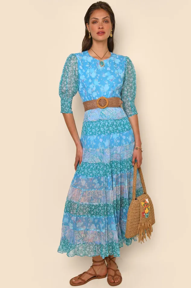 RIXO Dresses Agyness Havana Floral Blue Mix 8211 Women