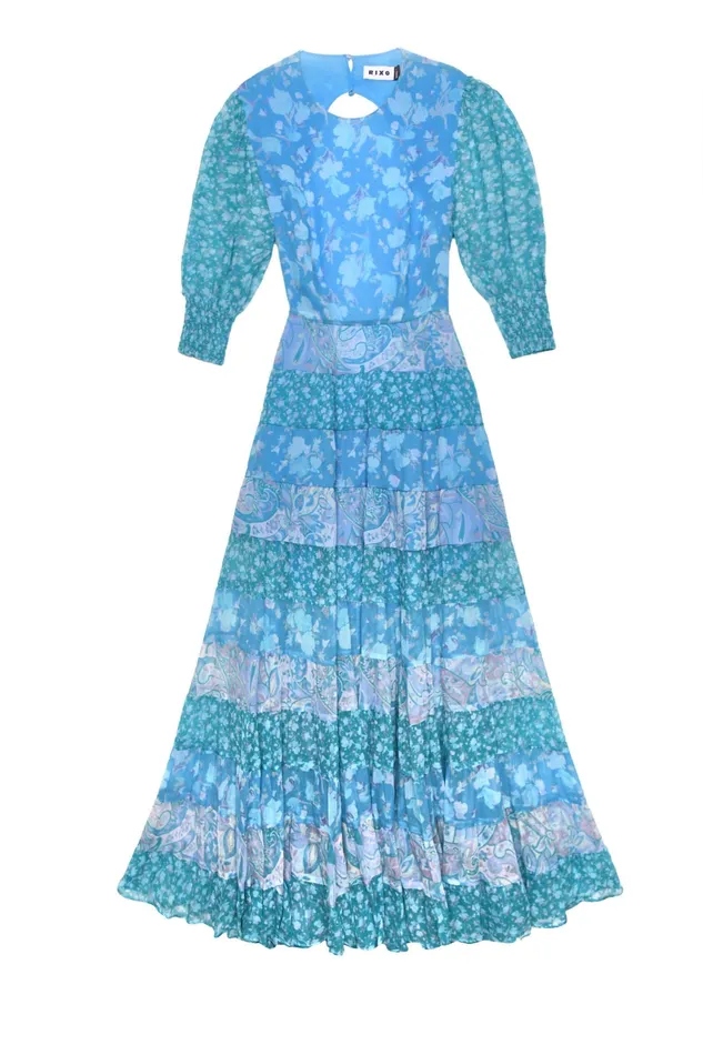 RIXO Dresses Agyness Havana Floral Blue Mix 8211 Women