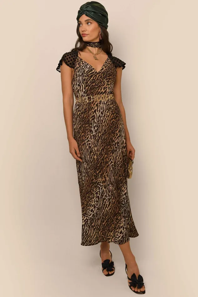 RIXO Dresses Angelina Bohemia Leopard Spot Mix 8211 Women