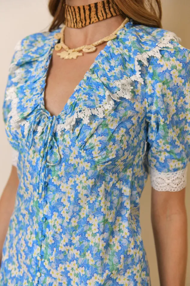 RIXO Dresses Anya Blue Tropical Floral 8211 Women RIXO Dresses Anya Blue Tropical Floral 8211 Women