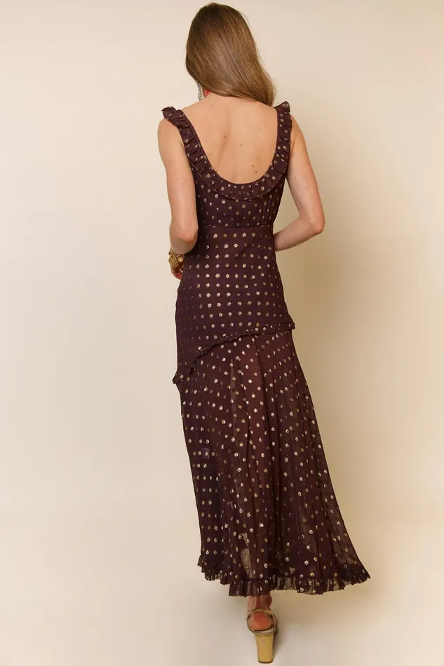 RIXO Dresses Barrette Chocolate Lurex Spot 8211 Women RIXO Dresses Barrette Chocolate Lurex Spot 8211 Women
