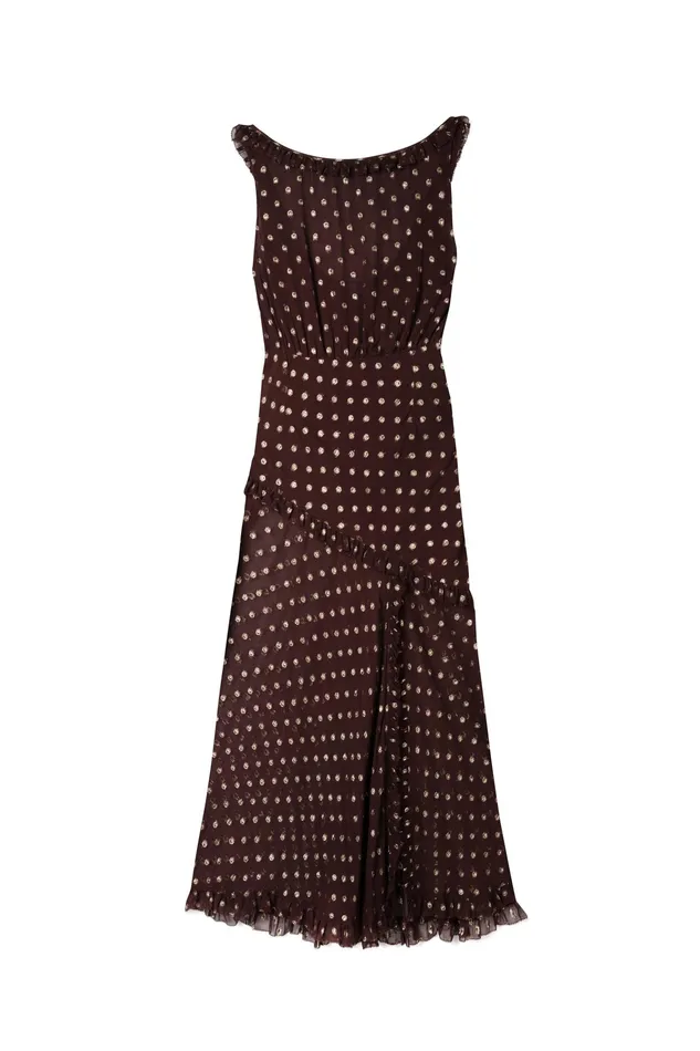 RIXO Dresses Barrette Chocolate Lurex Spot 8211 Women RIXO Dresses Barrette Chocolate Lurex Spot 8211 Women
