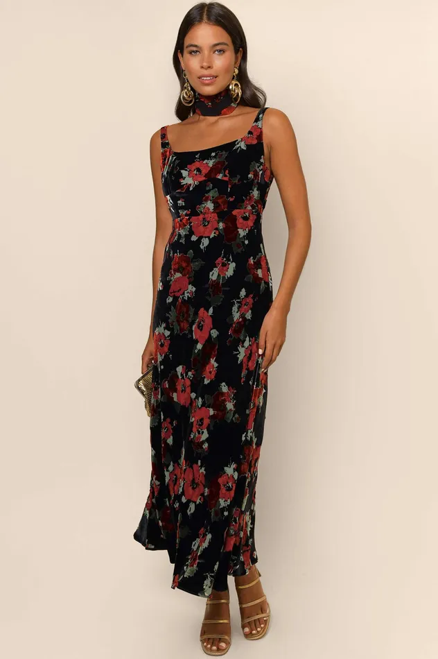 RIXO Dresses Benedict Black Poppy Burnout 8211 Women