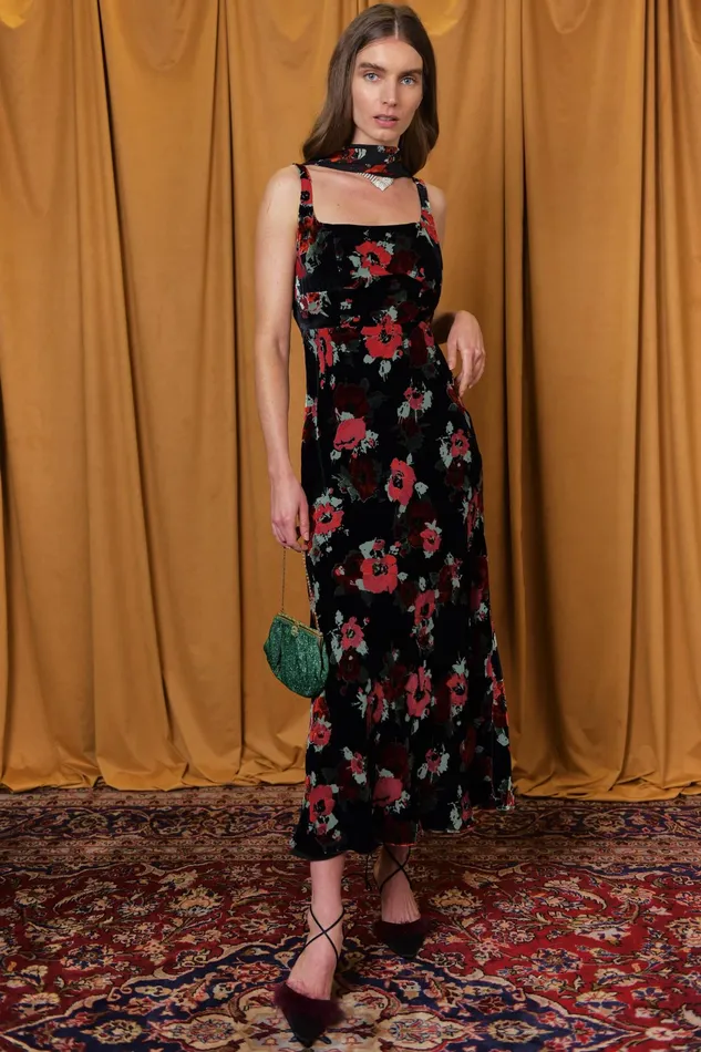 RIXO Dresses Benedict Black Poppy Burnout 8211 Women RIXO Dresses Benedict Black Poppy Burnout 8211 Women