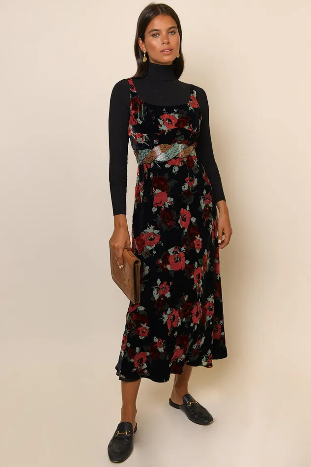 RIXO Dresses Benedict Black Poppy Burnout 8211 Women RIXO Dresses Benedict Black Poppy Burnout 8211 Women
