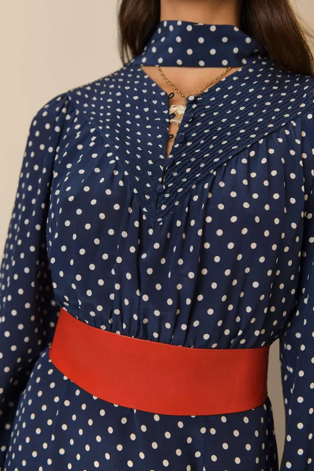 RIXO Dresses Bette Navy Vintage Spot 8211 Women RIXO Dresses Bette Navy Vintage Spot 8211 Women