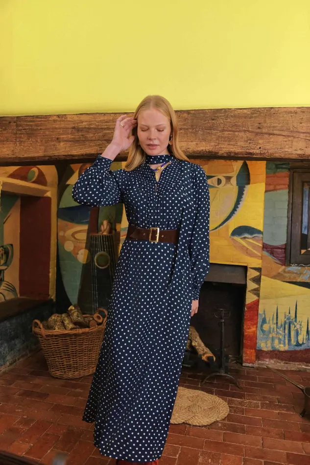 RIXO Dresses Bette Navy Vintage Spot 8211 Women RIXO Dresses Bette Navy Vintage Spot 8211 Women