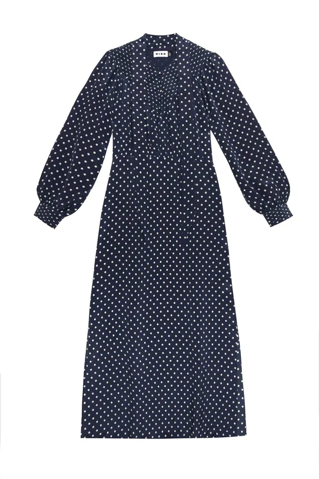 RIXO Dresses Bette Navy Vintage Spot 8211 Women RIXO Dresses Bette Navy Vintage Spot 8211 Women