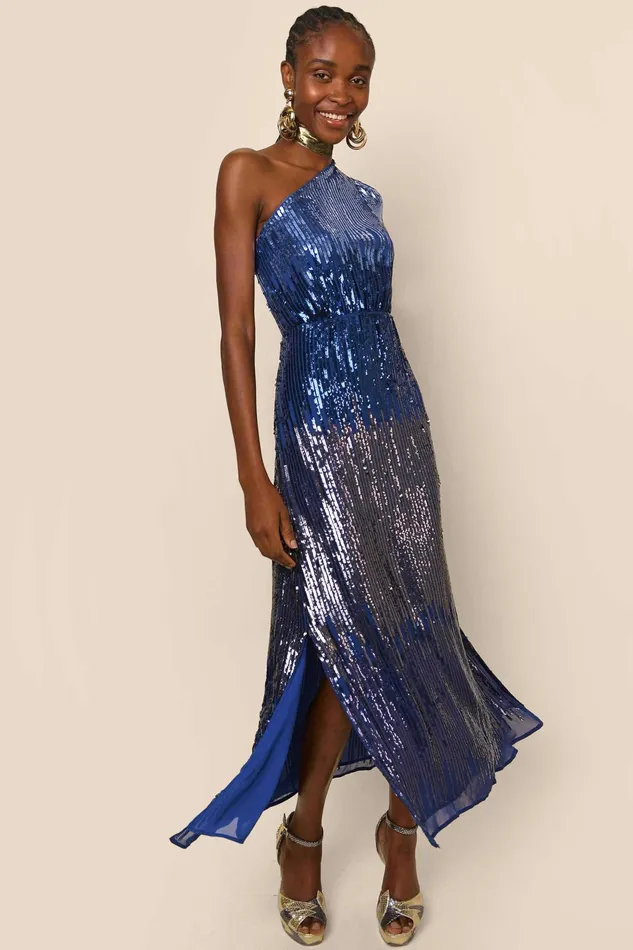 RIXO Dresses Bradshaw Blue Ombre Sequin 8211 Women