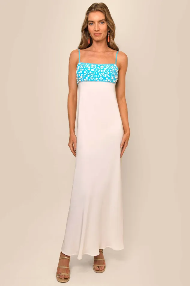 RIXO Dresses Brandon Aqua Embroidery 8211 Women RIXO Dresses Brandon Aqua Embroidery 8211 Women
