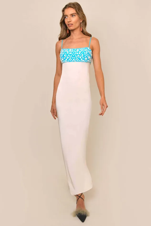 RIXO Dresses Brandon Aqua Embroidery 8211 Women RIXO Dresses Brandon Aqua Embroidery 8211 Women