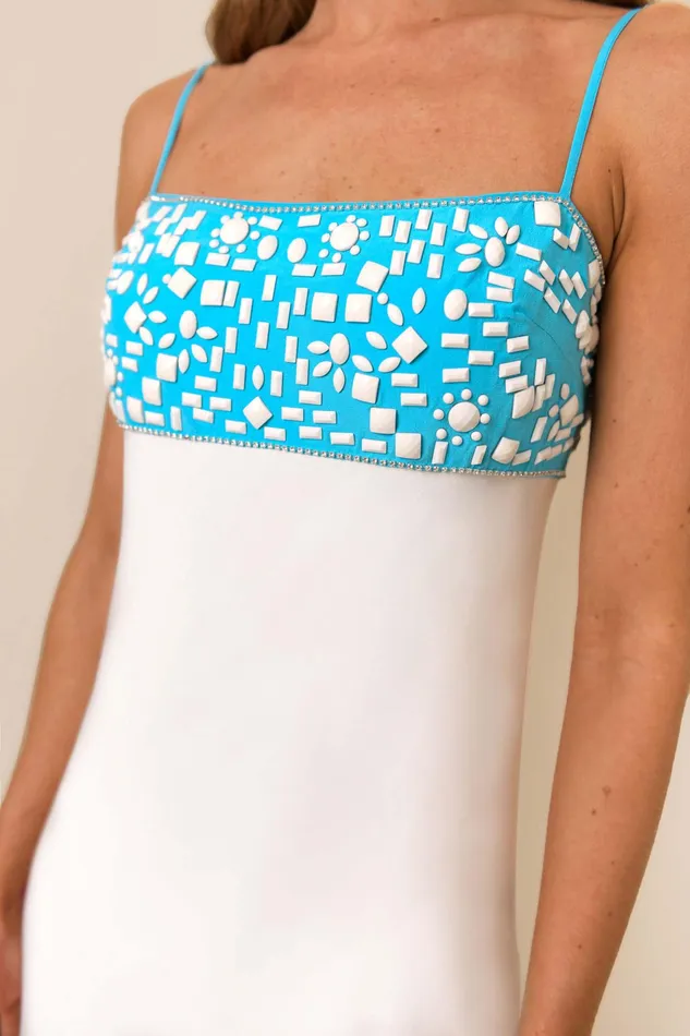RIXO Dresses Brandon Aqua Embroidery 8211 Women RIXO Dresses Brandon Aqua Embroidery 8211 Women