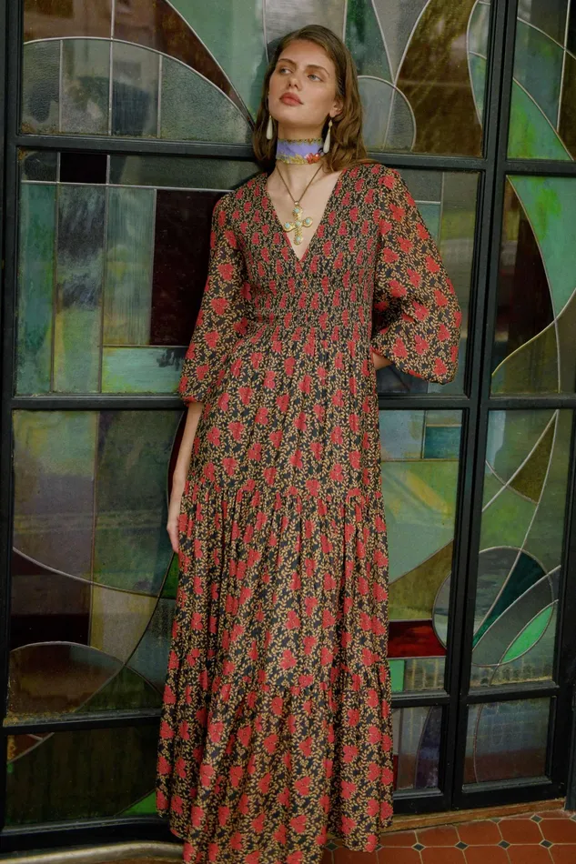 RIXO Dresses Brooke Rennie Rose Navy 8211 Women