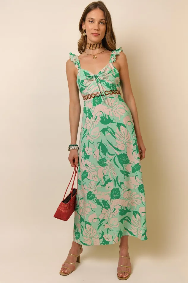 RIXO Dresses Cecile Green Tropical 8211 Women