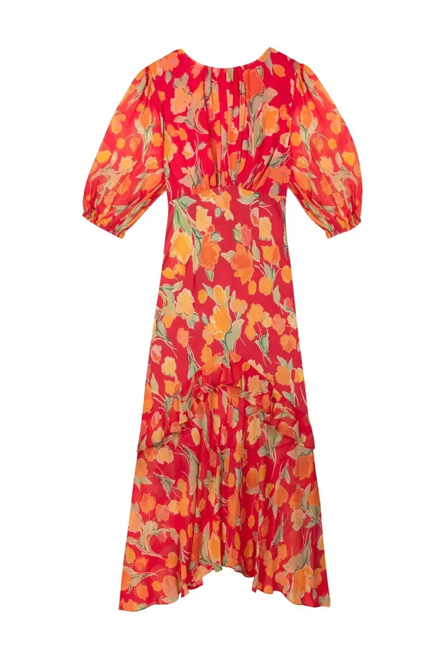 RIXO Dresses Cheryl Fontainhas Floral Coral 8211 Women