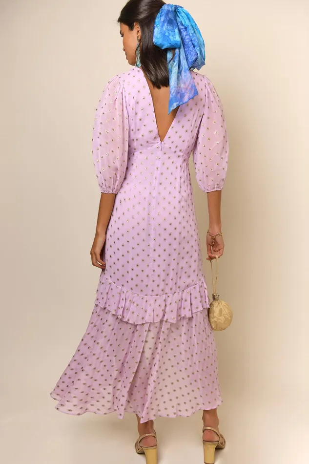 RIXO Dresses Cheryl Lilac Gold Spot 8211 Women RIXO Dresses Cheryl Lilac Gold Spot 8211 Women