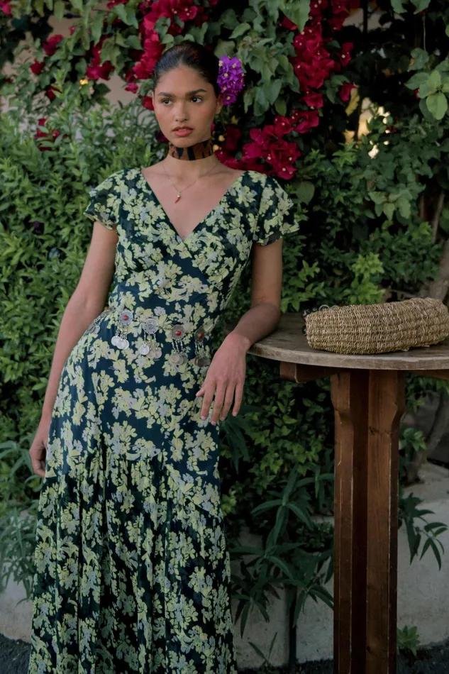 RIXO Dresses Cinzia Marais Floral Green 8211 Women