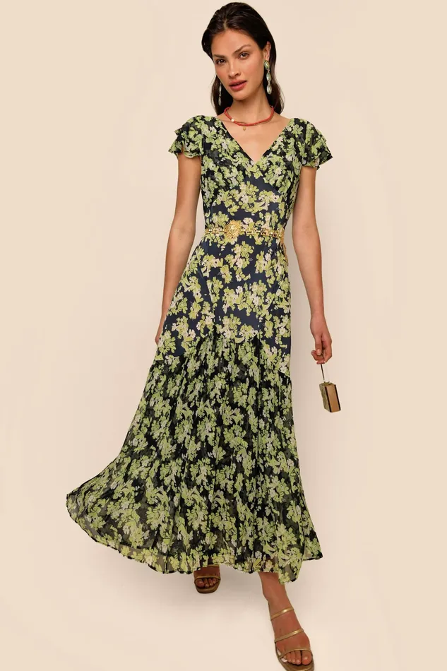 RIXO Dresses Cinzia Marais Floral Green 8211 Women RIXO Dresses Cinzia Marais Floral Green 8211 Women