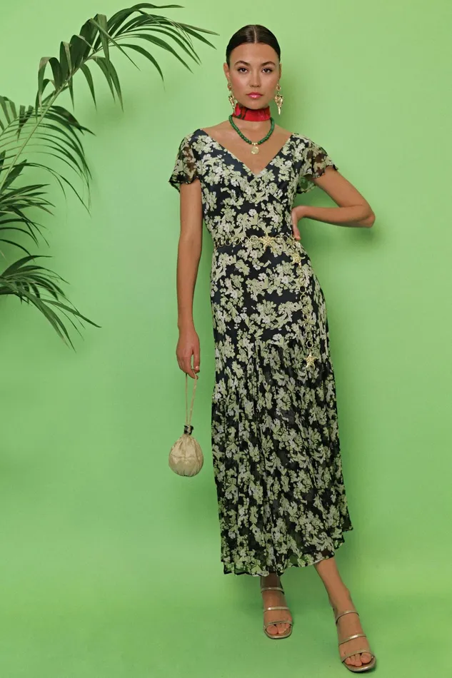 RIXO Dresses Cinzia Marais Floral Green 8211 Women RIXO Dresses Cinzia Marais Floral Green 8211 Women