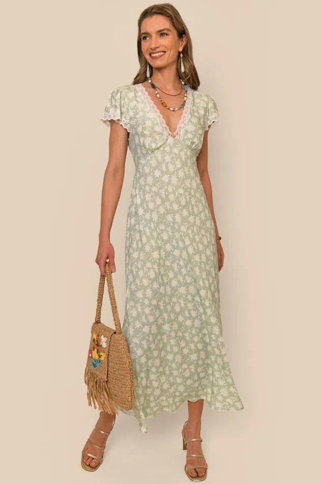 RIXO Dresses Clarice Vintage Daisy Green 8211 Women RIXO Dresses Clarice Vintage Daisy Green 8211 Women